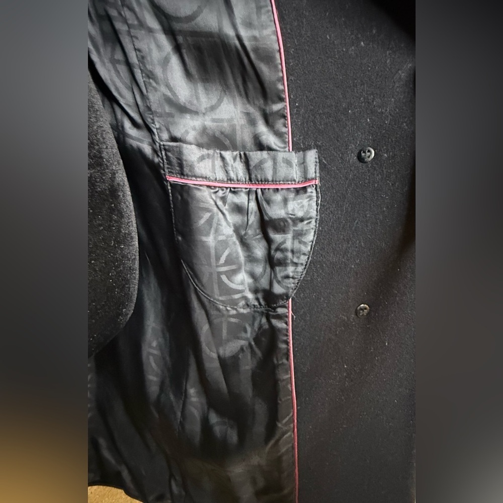 Cole Haan Wool Cashmere black midi large collar soft warm preppy winter coat 4P - Picture 12 of 14